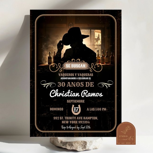Invitación Cumpleaños adulto vaquero mexicano (Subido por el creador)