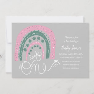 Invitación Cumpleaños Afortunado de San Patricio Arcoíris Dib