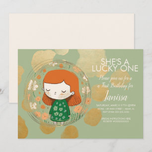 Invitación Cumpleaños Afortunado de San Patricio Niña Trébol 
