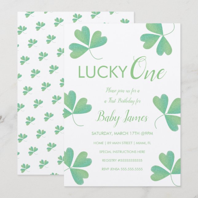 Invitación Cumpleaños Afortunado de St. Patrick Texturizado (Anverso / Reverso)