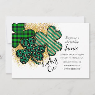 Invitación Cumpleaños Afortunado de St. Patrick Verde Falso D