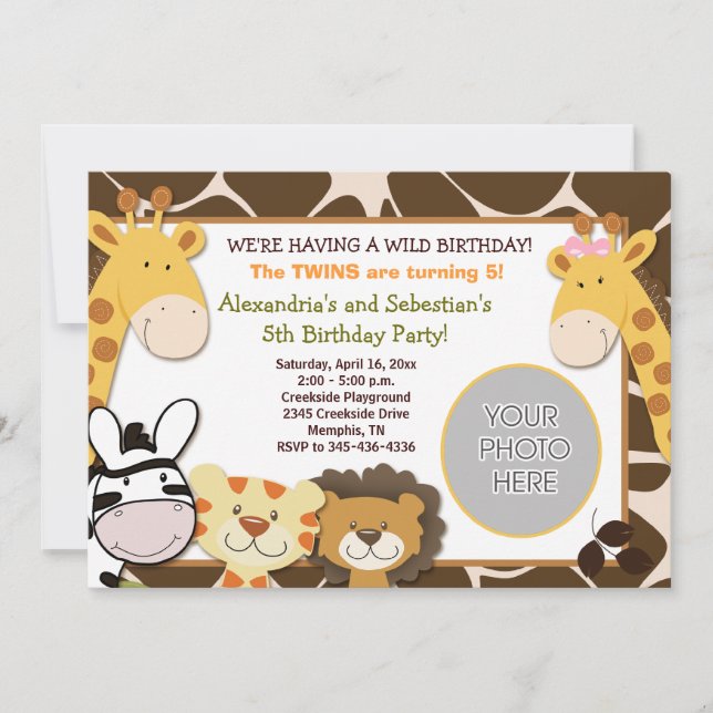 Invitación Cumpleaños africano 5x7 del *PHOTO* de los (Anverso)