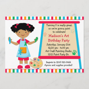 Invitación Cumpleaños afroamericano del fiesta de la pintura