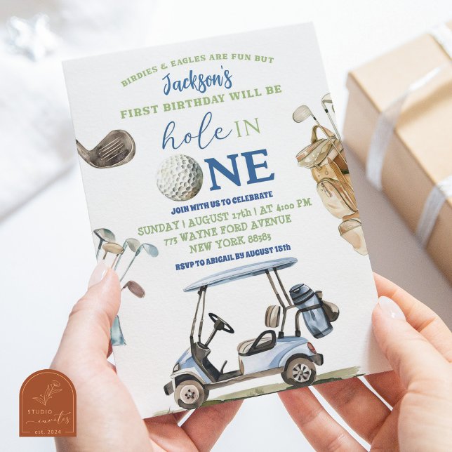 Invitación Cumpleaños al aire libre de Boy Blue Golf Hole in  (Subido por el creador)