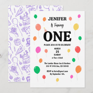 Invitación cumpleaños alegre y colorido en globo