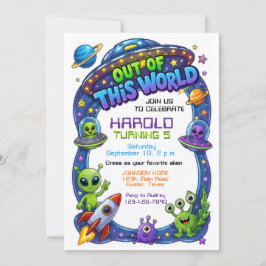 Invitación Cumpleaños Alienígena Fuera de este Mundo Galaxia 