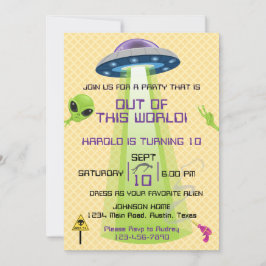 Invitación Cumpleaños Alienígena Fuera de este Mundo para Cua