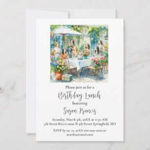 Invitación Cumpleaños Almuerzo Chic Damas 