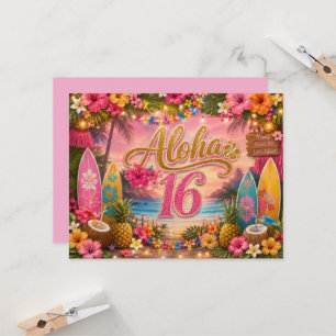 Invitación Cumpleaños Aloha Dulces 16