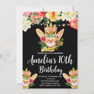Invitación Cumpleaños Aloha, Fiesta de Máscara Tiki, Cumpleañ