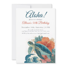 Cumpleaños Aloha Tortuga Marina Luau Hawaiano