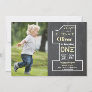 Invitación Cumpleaños amarillo de tiza foto