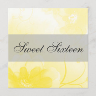 Invitación Cumpleaños amarillo y gris elegante del dulce