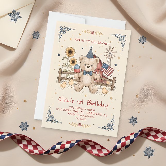 Invitación Cumpleaños Americana Rojo Blanco Azul (Subido por el creador)