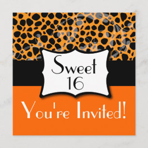 Invitación Cumpleaños anaranjado del dulce 16 del guepardo