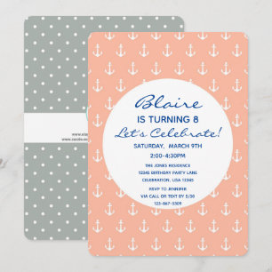 Invitación Cumpleaños Ancla de Coral Náutico y Marina