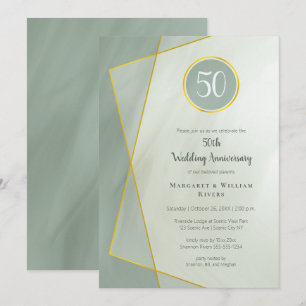 Invitación cumpleaños aniversario 50º marco de jade grisáceo 
