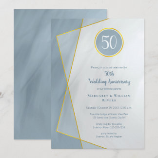 Invitación cumpleaños aniversario 50 cumpleaños azul polvorie