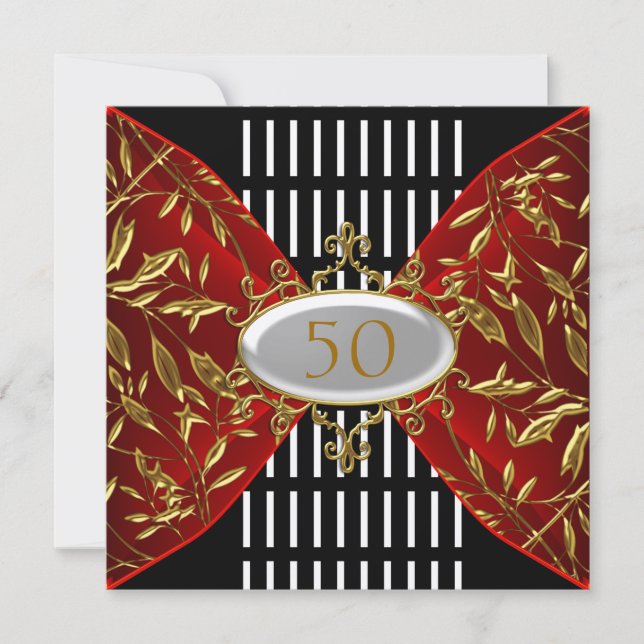 Invitación Cumpleaños Aniversario Dorado Negro (Anverso)