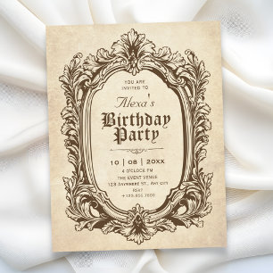 Invitación Cumpleaños antiguo barroco vintage ornamentado