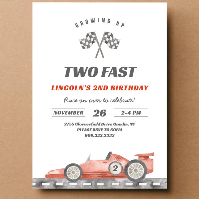 Invitación Cumpleaños Antiguo de Dos Autos de Carreras Rápido (Subido por el creador)