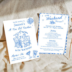 Invitación Cumpleaños Apres Ski Un Poco Más Calentito Blue