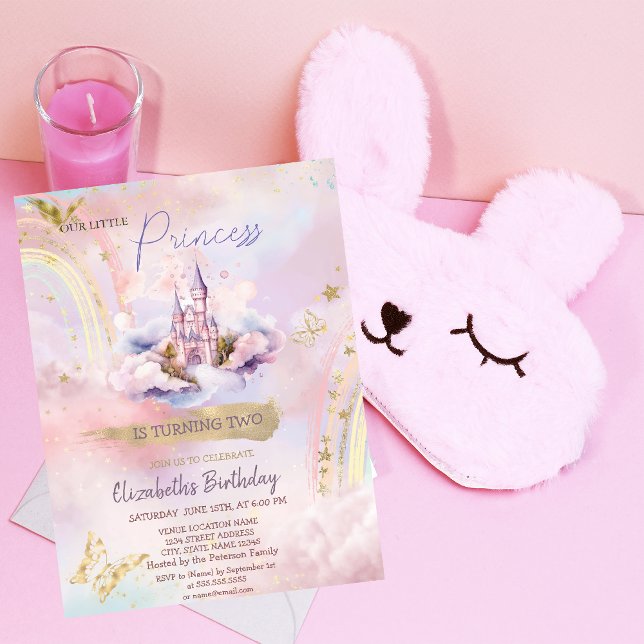 Invitación Cumpleaños Arcoíris Mariposa Castillo de Princesa  (Subido por el creador)