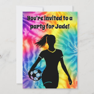 Invitación Cumpleaños Arcoíris Tie-Dye Personalizado Chica Fú