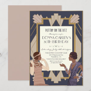 Invitación Cumpleaños Art Déco Gatsby Afroamericano