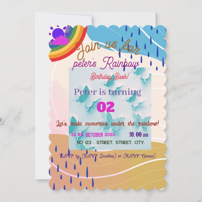 INVITACIÓN CUMPLEAÑOS ARTÍSTICOS 🌈 DE RAINBOW TODDLER PERSON (Anverso)