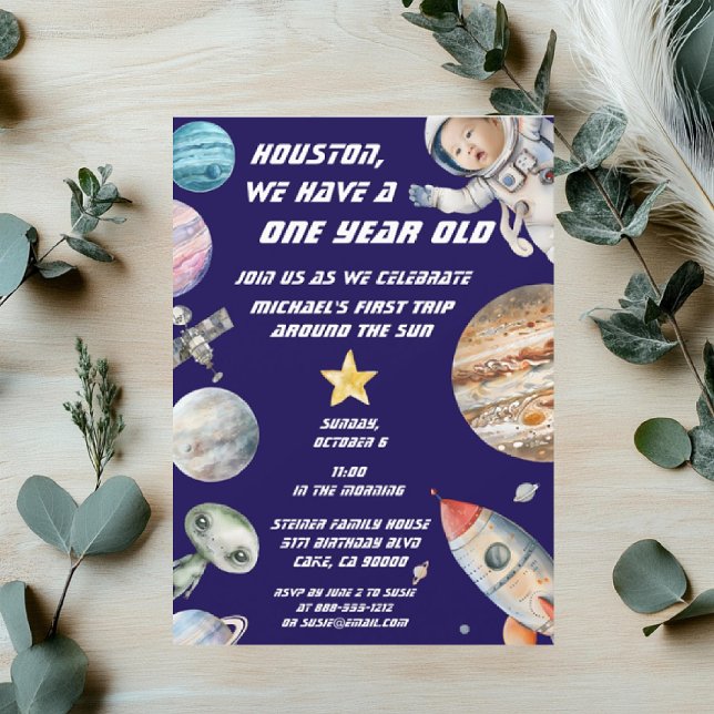 Invitación Cumpleaños astronauta del espacio exterior edad pe (Subido por el creador)