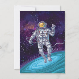 Invitación Cumpleaños. Astronauta en el espacio con estrellas