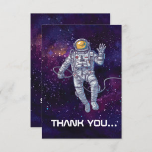 Invitación Cumpleaños. Astronauta en el espacio con estrellas