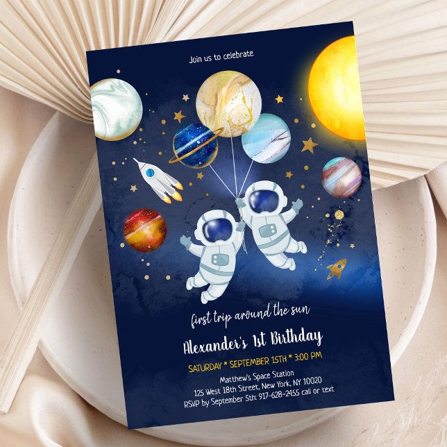 Invitación Cumpleaños Astronauta Espacio Exterior Planeta Gal (Subido por el creador)