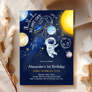Invitación Cumpleaños Astronauta Espacio Exterior Planeta Gal