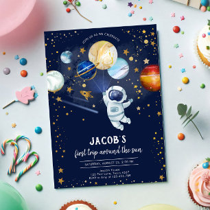 Invitación Cumpleaños Astronauta Planeta Galaxia Espacio Exte
