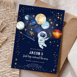 Invitación Cumpleaños Astronauta Planeta Galaxia Espacio Exte