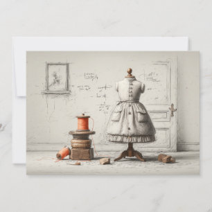 Invitación Cumpleaños Atelier Estilo Negro y Blanco