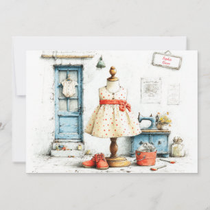 Invitación Cumpleaños Atelier Estilo Negro y Blanco