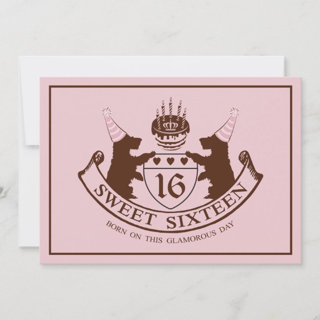 Invitación Cumpleaños atractivo del dulce dieciséis del chica (Anverso)