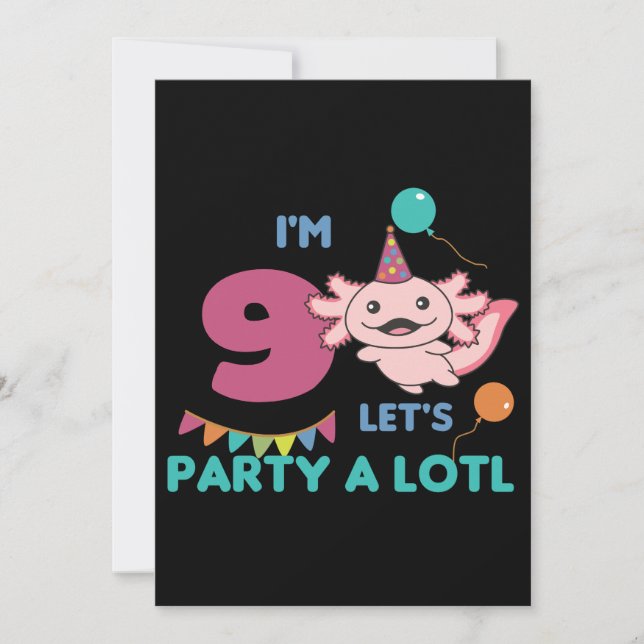 Invitación Cumpleaños Axolotl Niños Sweet Axolotls (Anverso)