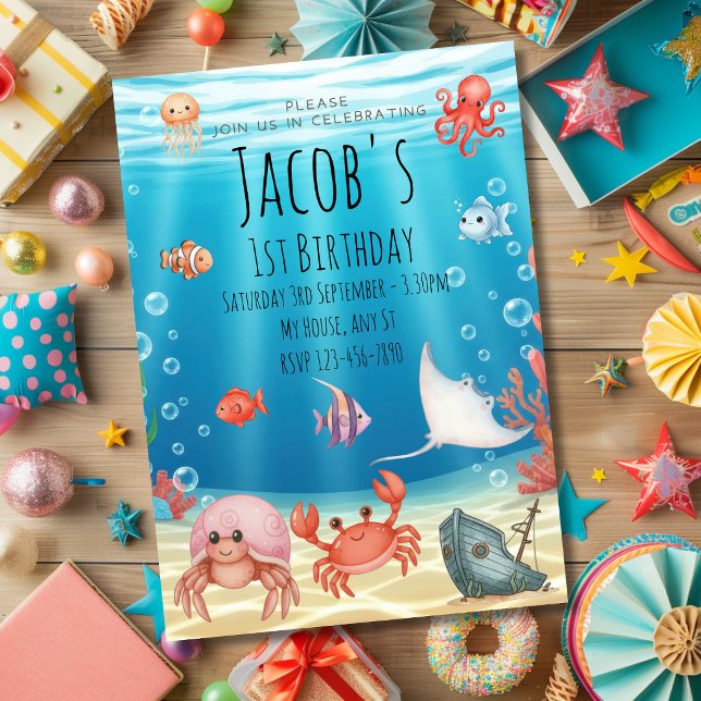 Invitación Cumpleaños Azul bajo el mar (Subido por el creador)
