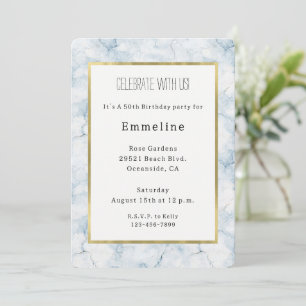 Invitación Cumpleaños Azul Claro Pretty Chic
