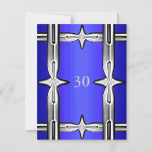 Invitación Cumpleaños Azul Cobalto y Plata