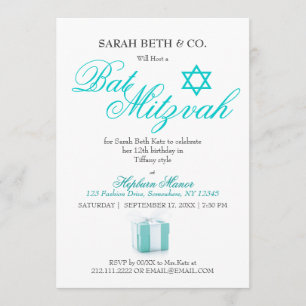 Invitación Cumpleaños azul de Mitzvah del palo del tema de la