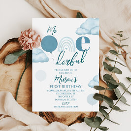 Invitación Cumpleaños azul de Mr ONEderful