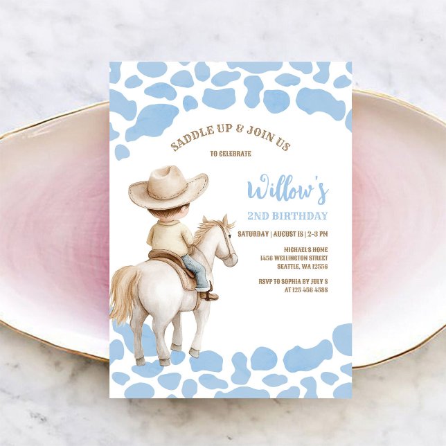 Invitación Cumpleaños Azul de Rodeo Vaquero (Subido por el creador)