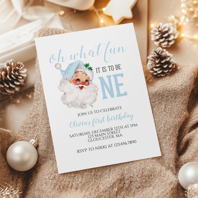 Invitación Cumpleaños azul de Santa Navidad Primero (Subido por el creador)