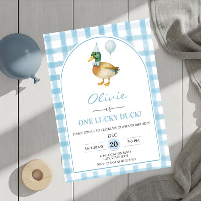 Invitación Cumpleaños Azul de Un Pato Afortunado (Subido por el creador)