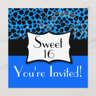 Invitación Cumpleaños azul del dulce 16 del guepardo
